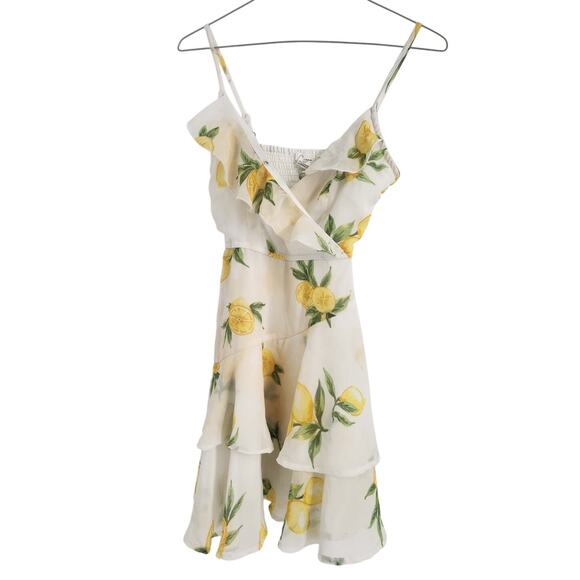Japna Dresses & Skirts - Japna Lemon Ruffle Tiered Spaghetti Strap Mini Dress Womens Size Extra Small XS